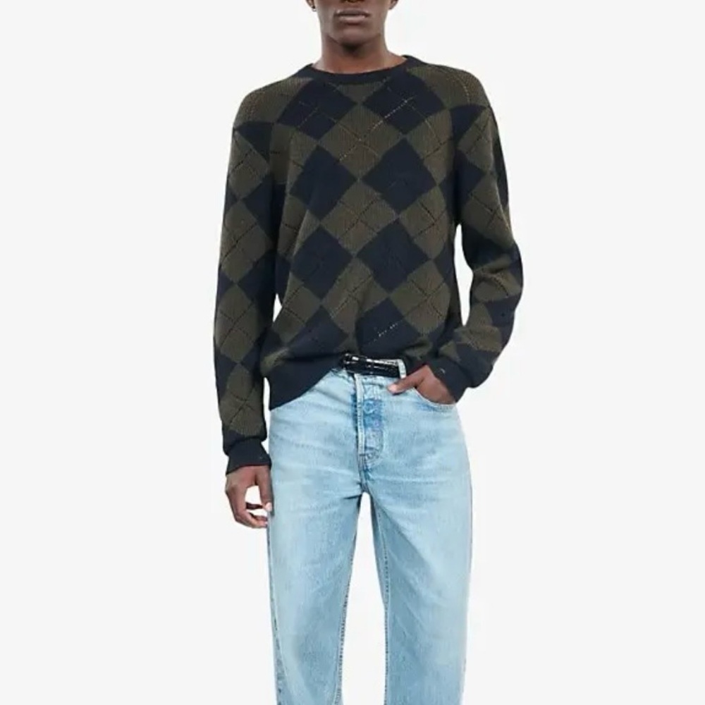 THE KOOPLES French Luxury Patterned Wool Distressed Jumper (Sweater)